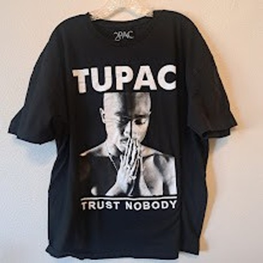 2Pac Shakur Trust‎ Nobody Black Graphic T-Shirt Mens 3XL Hip Hop Rap Tee 2024